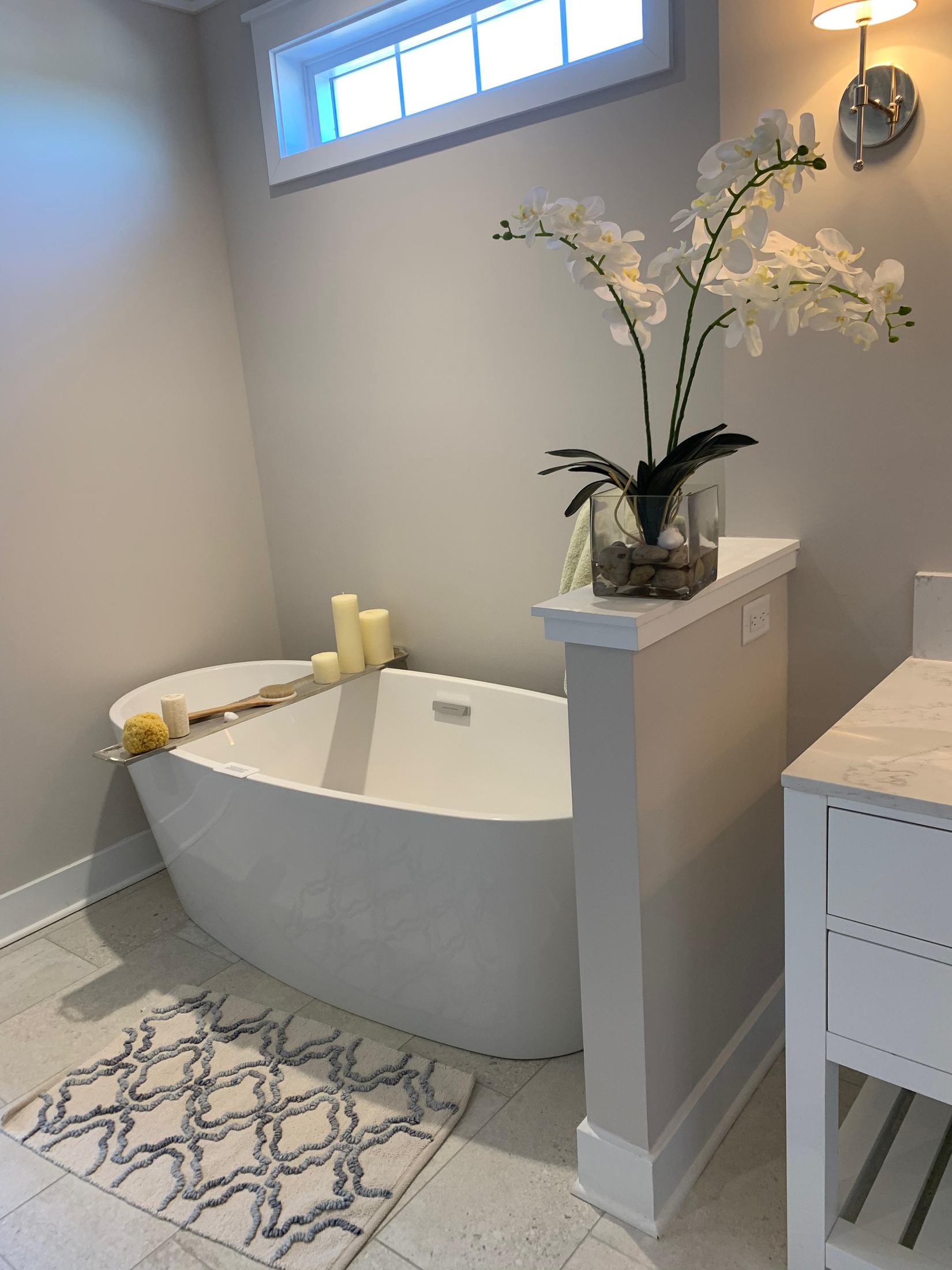 Primary bathroom with freestanding tub